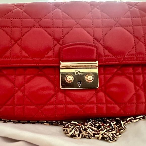 Lambskin Cannage Miss Dior Promenade Pouch in Red with free COA. - Picture 3 of 6
